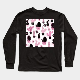 Cute Cactus Pattern (pink) Long Sleeve T-Shirt